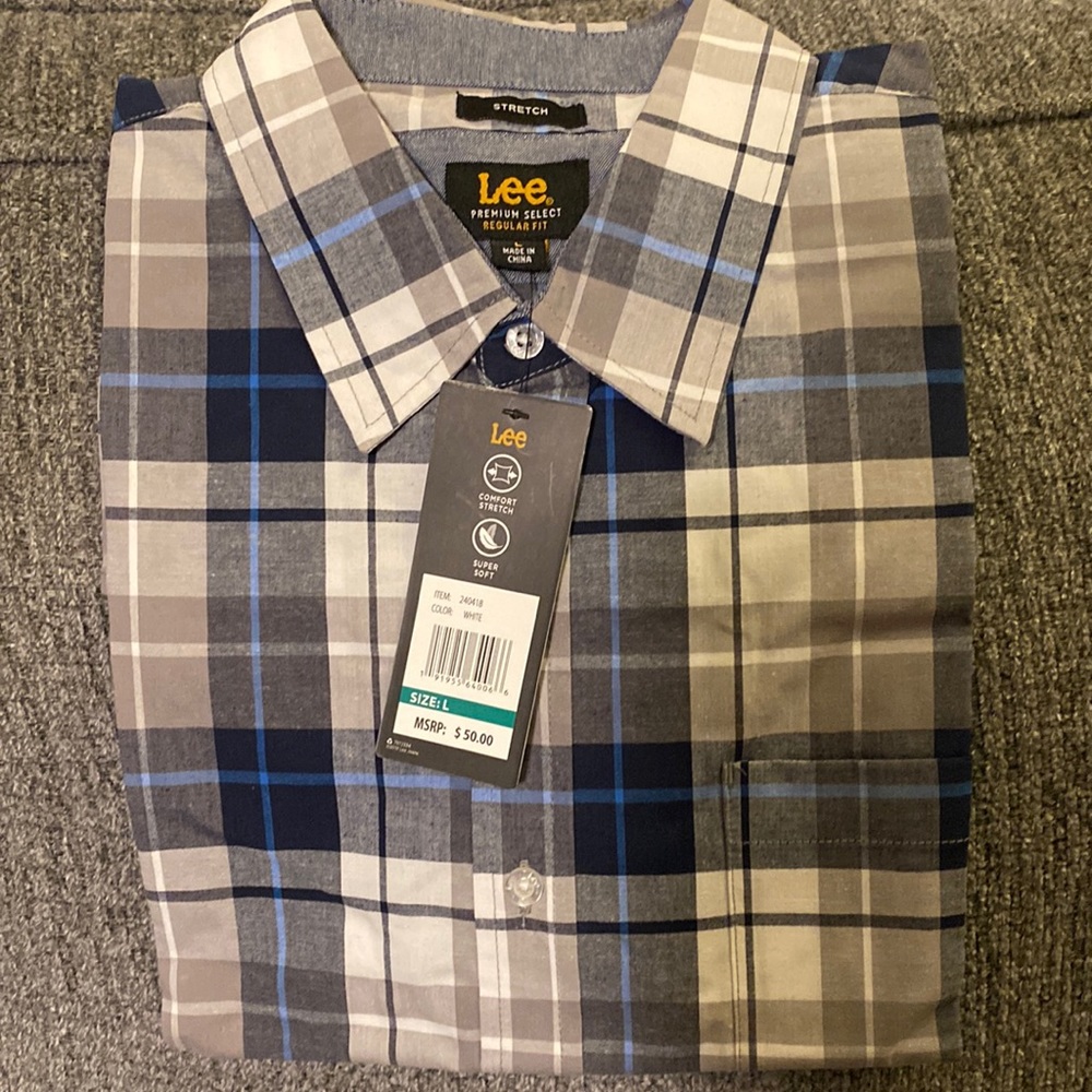 Brand new Lee blue & white checkered